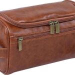 Beauty case uomo pelle PU marrone viaggi palestra rasatura-0