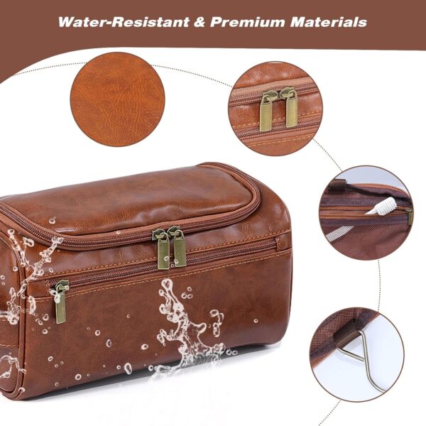 Beauty case uomo pelle PU marrone viaggi palestra rasatura-2