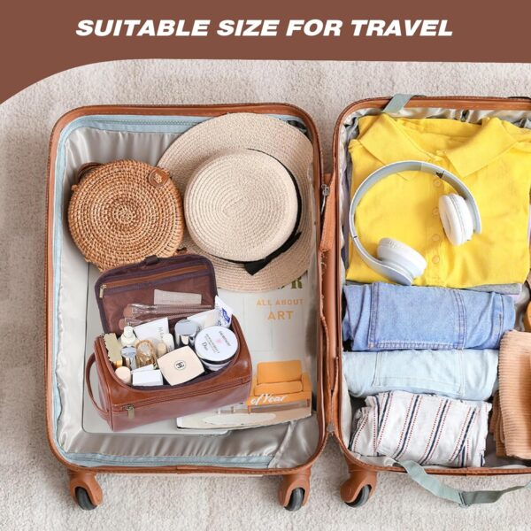 Beauty case uomo pelle PU marrone viaggi palestra rasatura-3