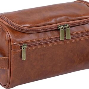 Beauty case uomo pelle PU marrone viaggi palestra rasatura-0