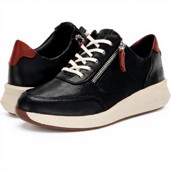 Clarks Un Rio Zip Sneaker Donna Pelle Navy Casual Comoda