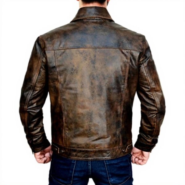 Giacca camionista pelle uomo colletto camicia stile western