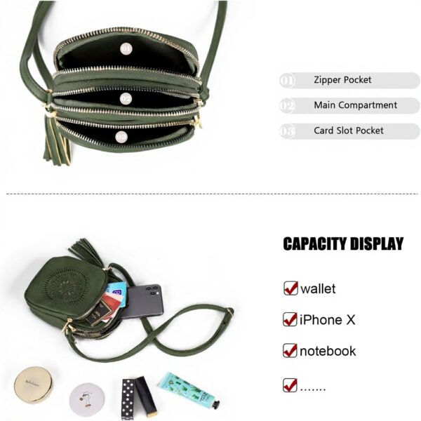 GLITZALL Borsa a tracolla donna pelle PU multi tasca verde