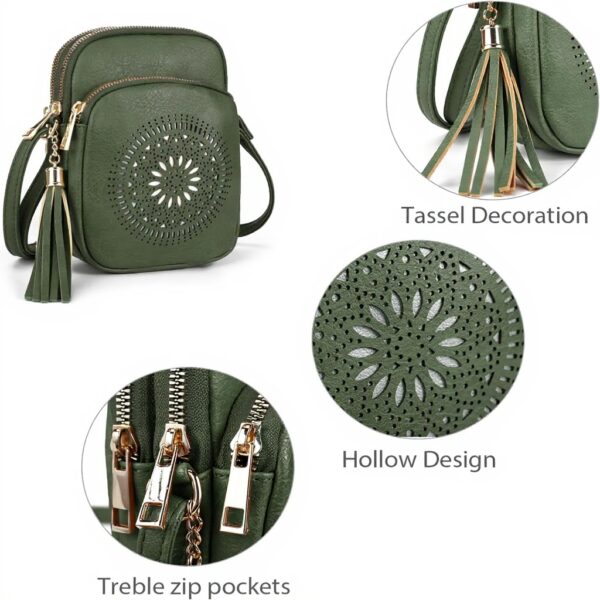 GLITZALL Borsa a tracolla donna pelle PU multi tasca verde
