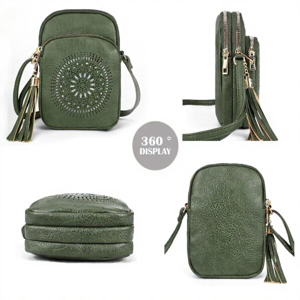 GLITZALL Borsa a tracolla donna pelle PU multi tasca verde