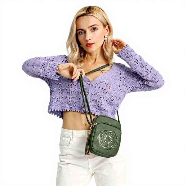GLITZALL Borsa a tracolla donna pelle PU multi tasca verde
