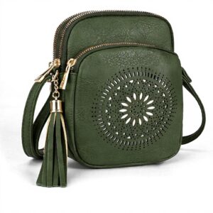 GLITZALL Borsa a tracolla donna pelle PU multi tasca verde