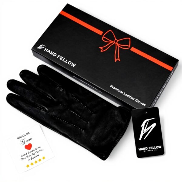 Guanti uomo pelle nera touch screen invernali Hand Fellow