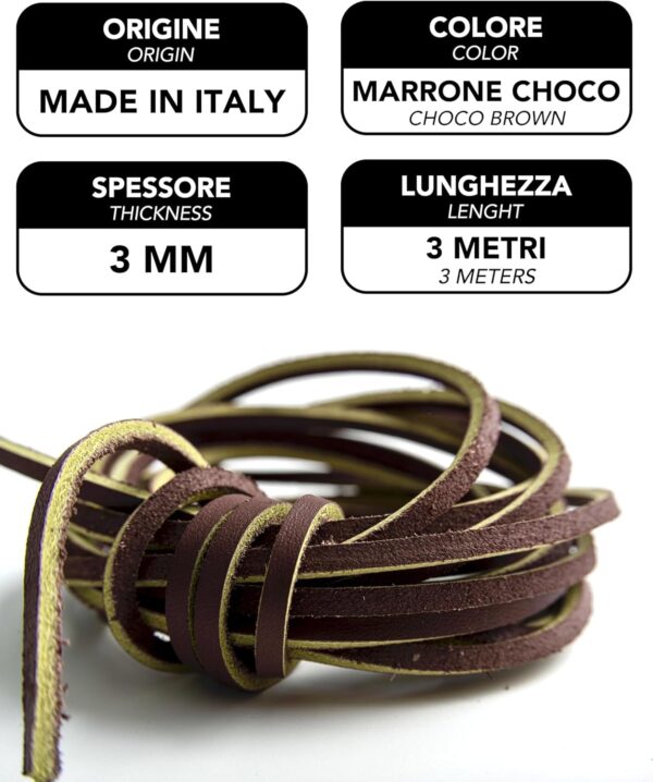 Lacci in Pelle IPEA Cordino Quadrato Choco Made in Italy-1