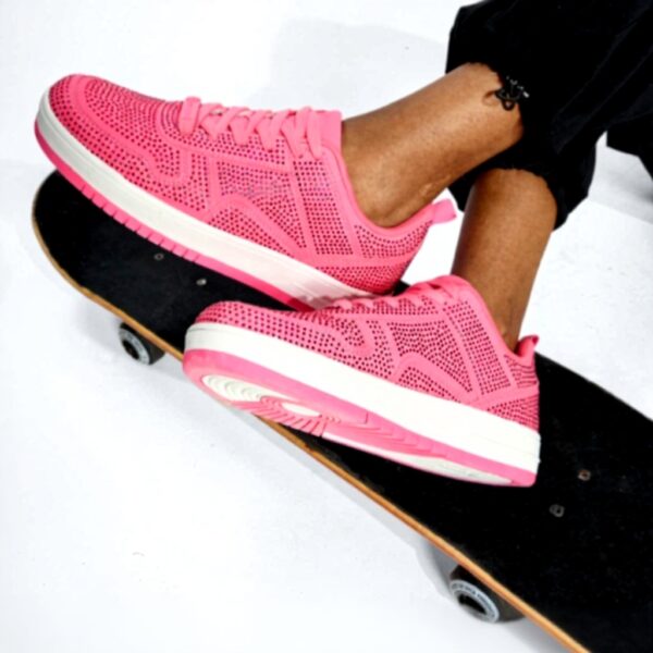 Sneakers Donna LUCKY STEP Pelle Bianche Strass Scarpe Tennis