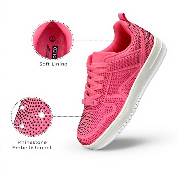 Sneakers Donna LUCKY STEP Pelle Bianche Strass Scarpe Tennis