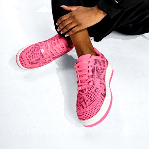 Sneakers Donna LUCKY STEP Pelle Bianche Strass Scarpe Tennis