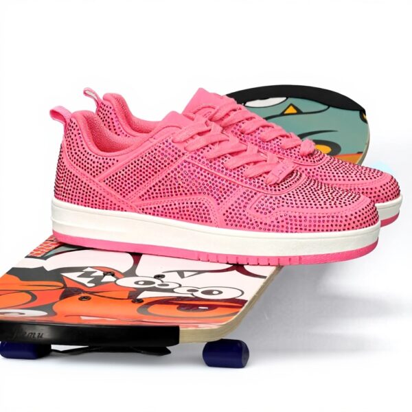 Sneakers Donna LUCKY STEP Pelle Bianche Strass Scarpe Tennis