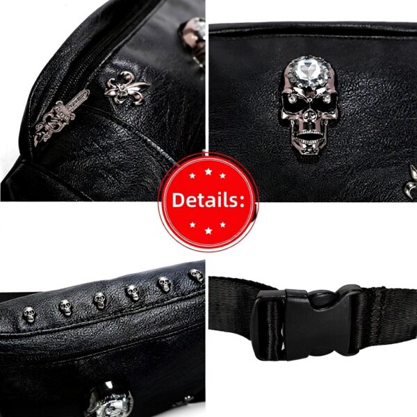 Marsupio pelle donna K KAREZOG design teschio nero Colore 5