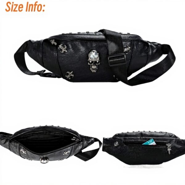 Marsupio pelle donna K KAREZOG design teschio nero Colore 5