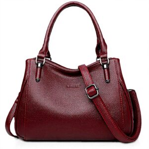 Borsa a mano NICOLE DORIS pelle PU elegante donna Vino Rosso