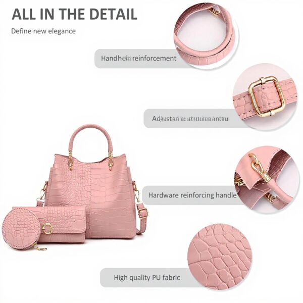 NICOLE DORIS Borse Donna Set 3 Pezzi Pelle PU Coccodrillo