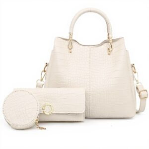 NICOLE DORIS Borse Donna Set 3 Pezzi Pelle PU Coccodrillo
