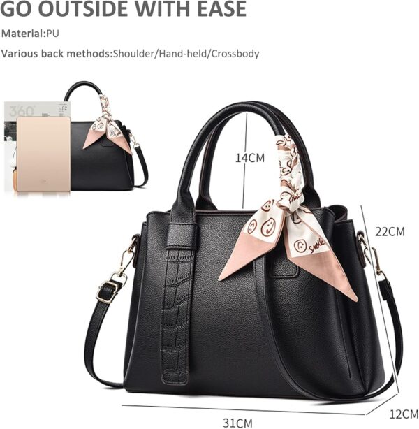 NICOLE DORIS Borsa Tracolla Donna Pelle PU Elegante Nero-4