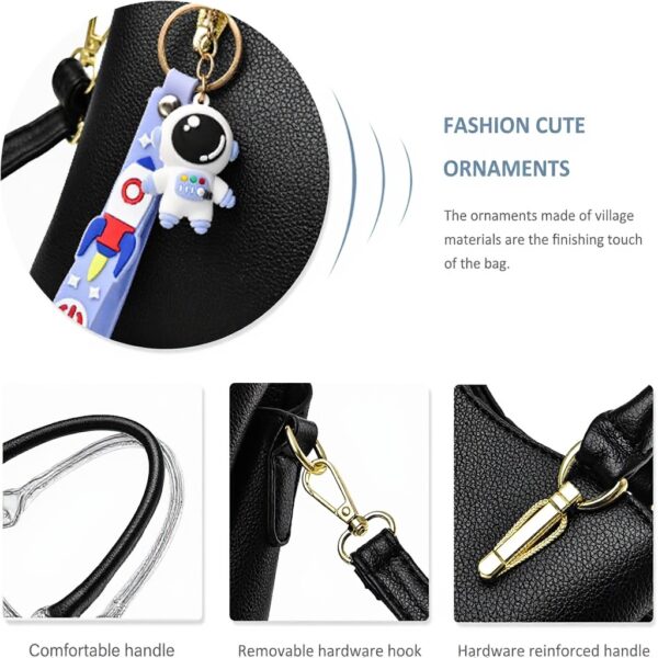 NICOLE DORIS Borsa a Mano Donna PU Pelle Leggero Ciondolo