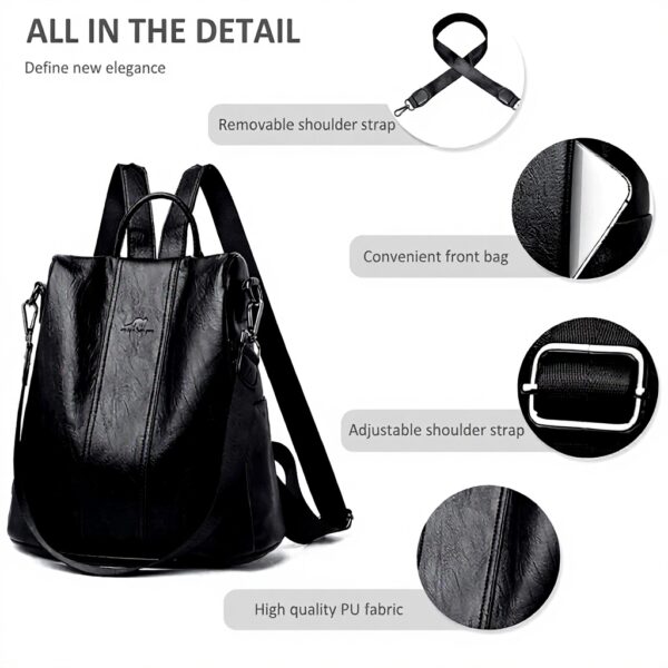 Zaino Donna Antifurto Pelle PU Nicole Doris Grande Leggero