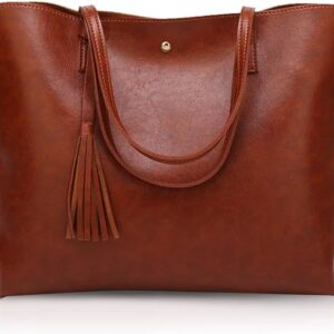 Borsa Tote Nicole Doris Pelle PU Donna Grande Marrone-0