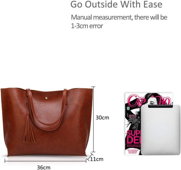 Borsa Tote Nicole Doris Pelle PU Donna Grande Marrone-4