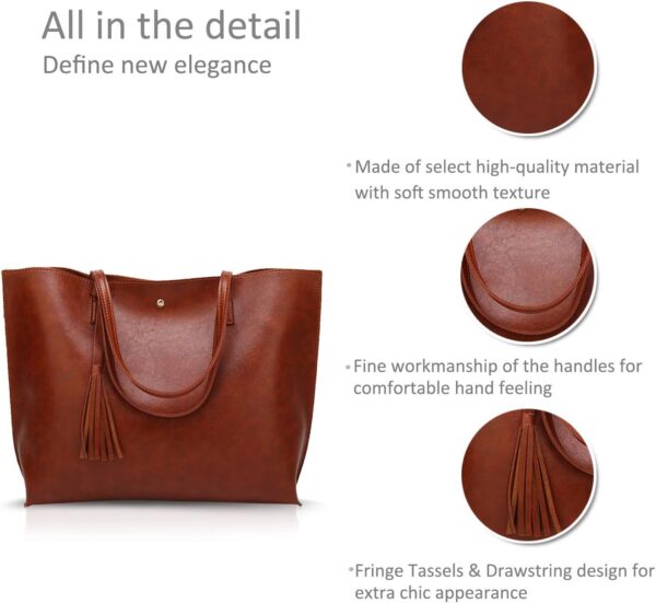 Borsa Tote Nicole Doris Pelle PU Donna Grande Marrone-5