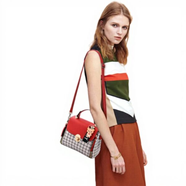 Borsa a mano Nicole Doris tracolla patta design traliccio