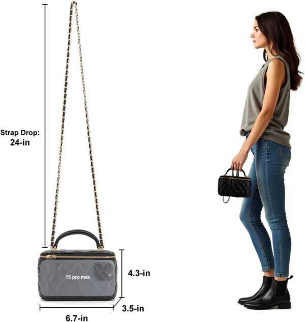 Borsa a tracolla pelle vera donna mini tracolla catena oro-5