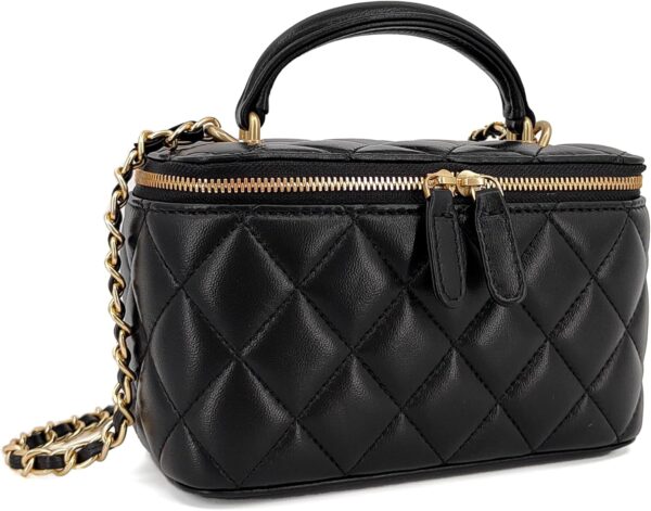 Borsa a tracolla pelle vera donna mini tracolla catena oro-6