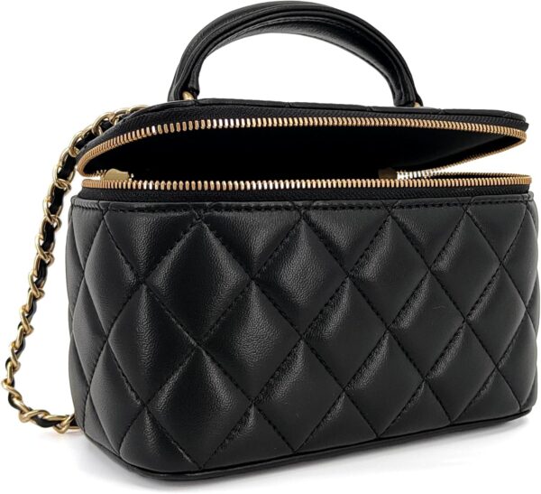 Borsa a tracolla pelle vera donna mini tracolla catena oro-7
