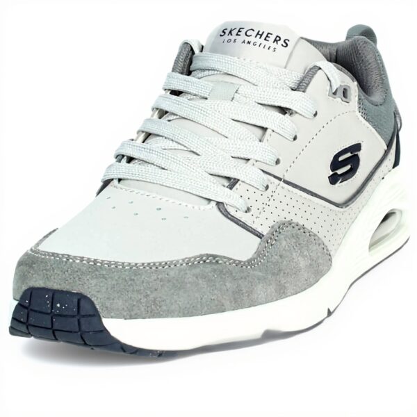 Skechers Uno Retro One Sneaker Uomo Grigio Pelle Tela