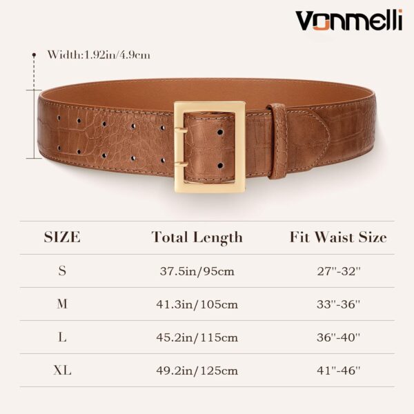 Cintura Donna VONMELLI Pelle Fibbia Quadrata Oro Marrone-4