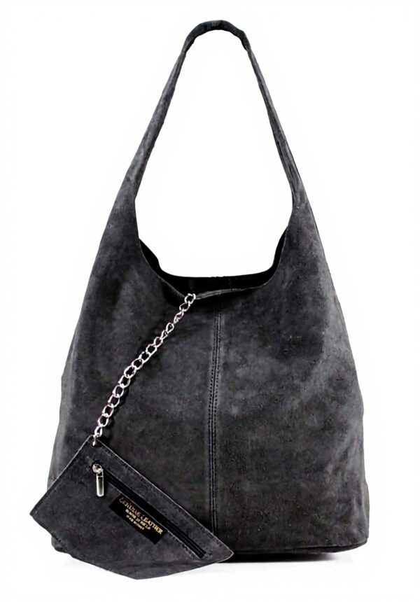 AMBRA borsa donna pelle vera shopper tracolla grigio