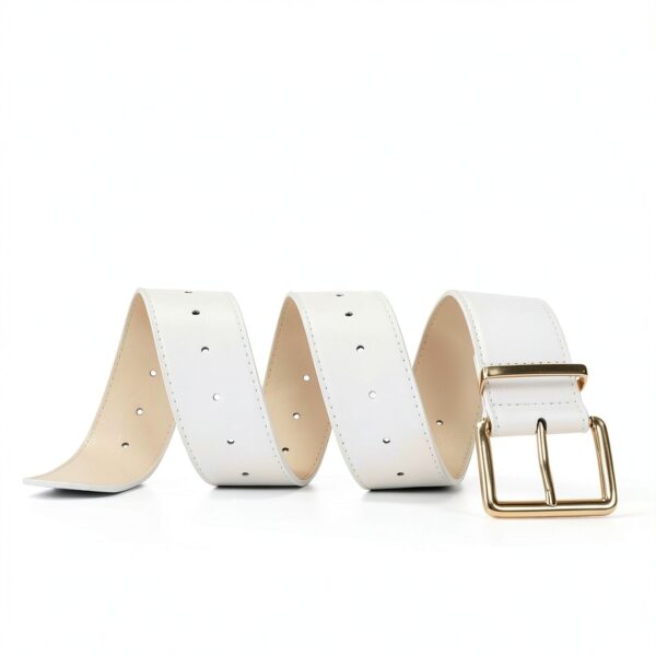 Cintura pelle donna LEACOOLKEY fibbia oro regolabile fori-3