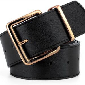 Cintura Donna LEACOOLKEY Pelle Fibbia Oro Fori Completi-0