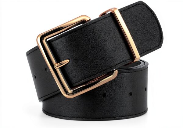 Cintura Donna LEACOOLKEY Pelle Fibbia Oro Fori Completi-0