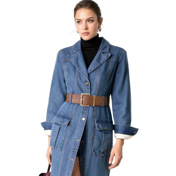 Cintura Larga LEACOOLKEY Pelle PU Fibbia Oro Donna-2