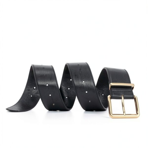 Cintura Donna LEACOOLKEY Pelle Fibbia Oro Fori Completi-3