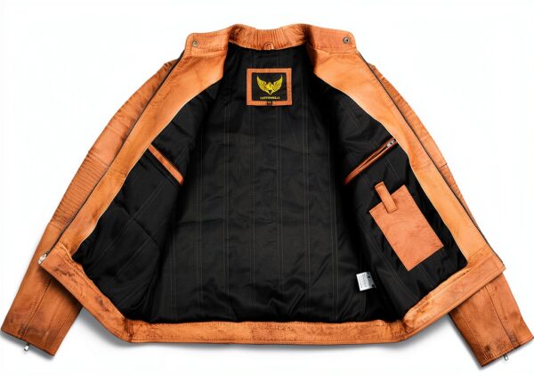 Leatherick giacca moto pelle bovina vintage design uomo-4
