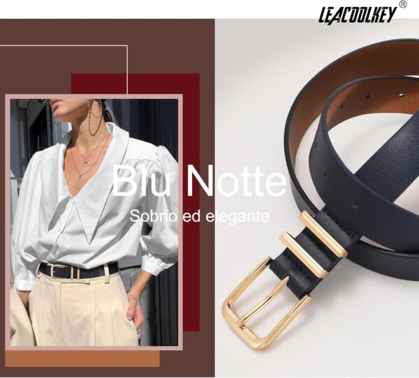 Cinture Donna LEACOOLKEY Pelle Sintetica 3 Colori Fibbia-3