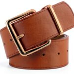 Cintura Larga LEACOOLKEY Pelle PU Fibbia Oro Donna-0