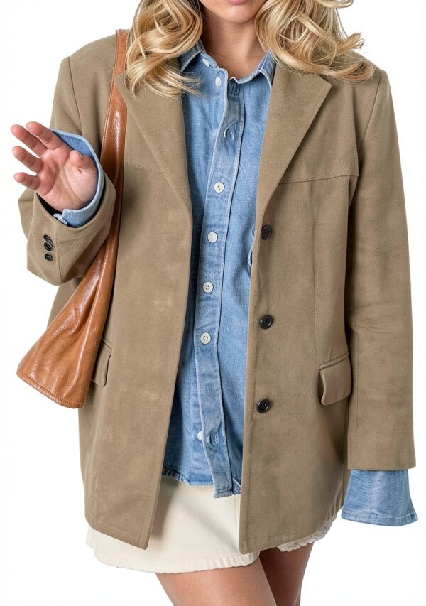 IDEALSANXUN Giacca pelle scamosciata donna oversize autunno