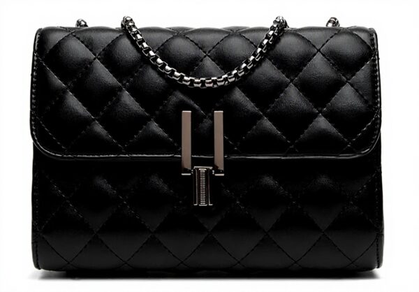 Borsa a tracolla MOONDAME pelle PU trapuntata nera donna