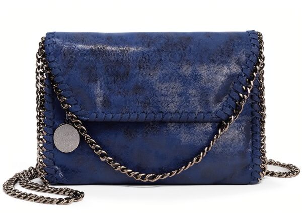Borsa a spalla donna pelle PU catena MZBoutiques blu casual