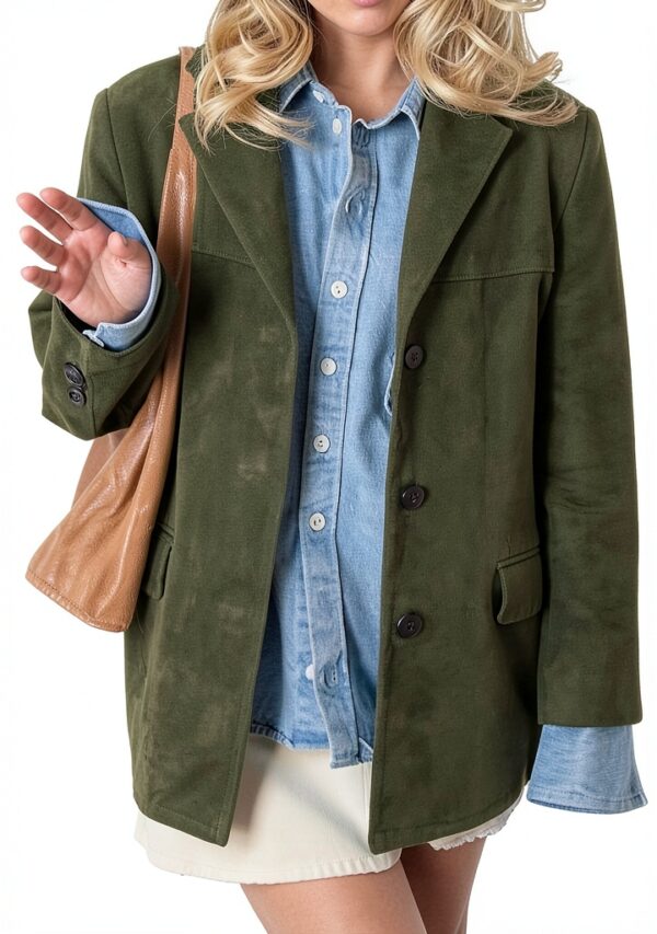 IDEALSANXUN Giacca pelle scamosciata donna oversize casual