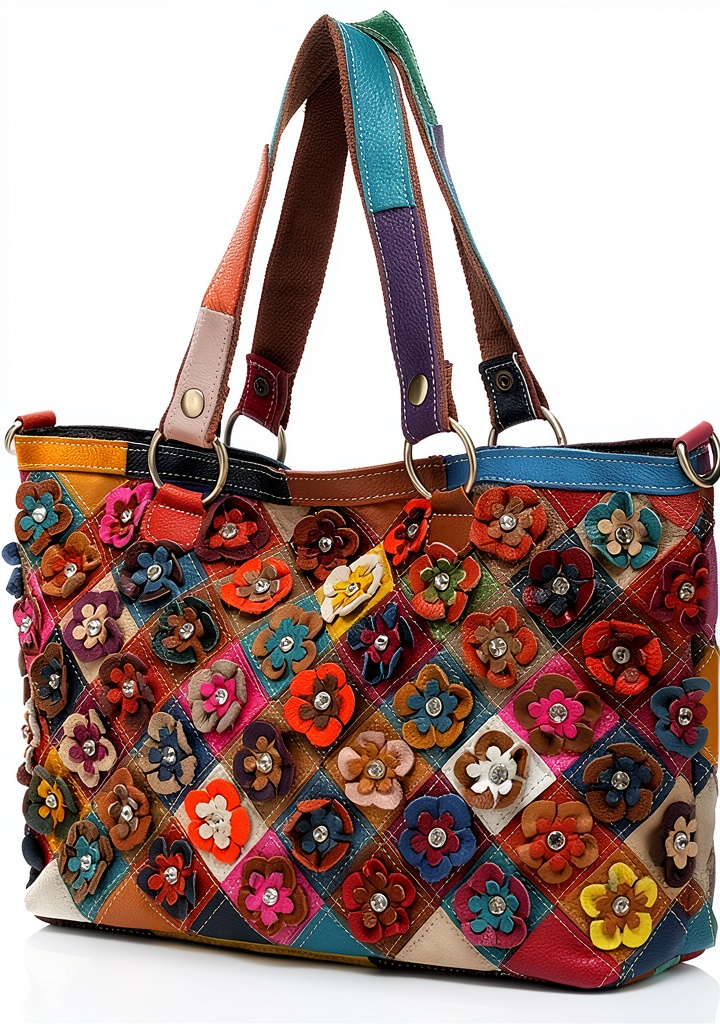 Borsa Eysee in pelle multicolore con dettagli floreali