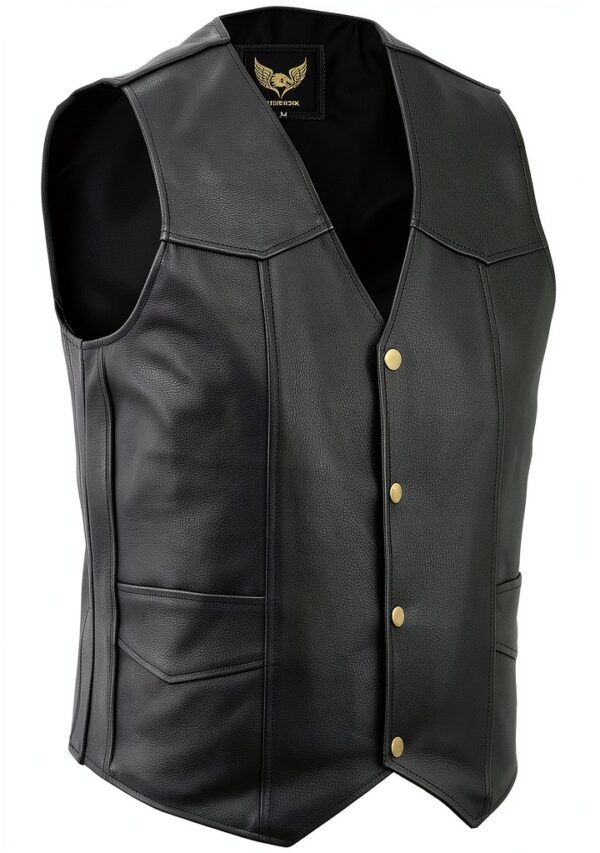 Gilet in pelle uomo Leatherick nero stile biker casual