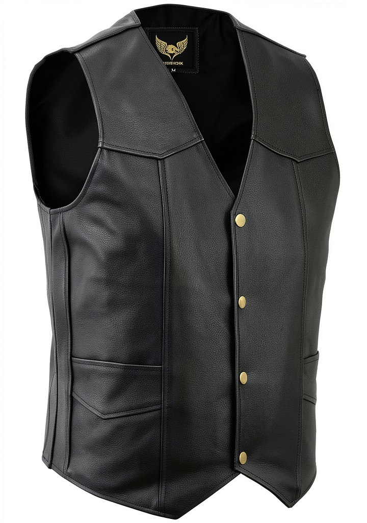 Gilet Leatherick in pelle nera indossato da uomo in stile casual